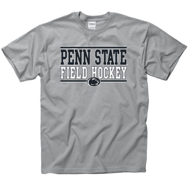Oxford short sleeve t-shirt with Penn State Field Hockey, stripes, and Athletic Logo
